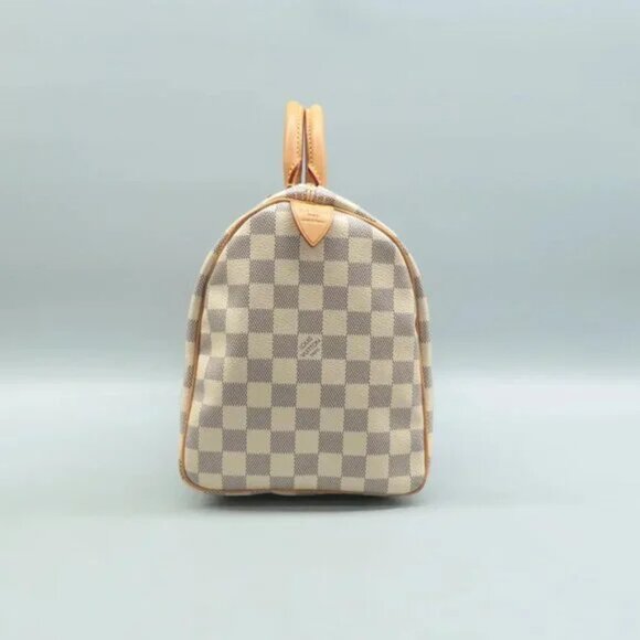 100% Authentic Louis Vuitton Speedy 30 White Damier Azur Canvas Tote - Picture 3 of 12
